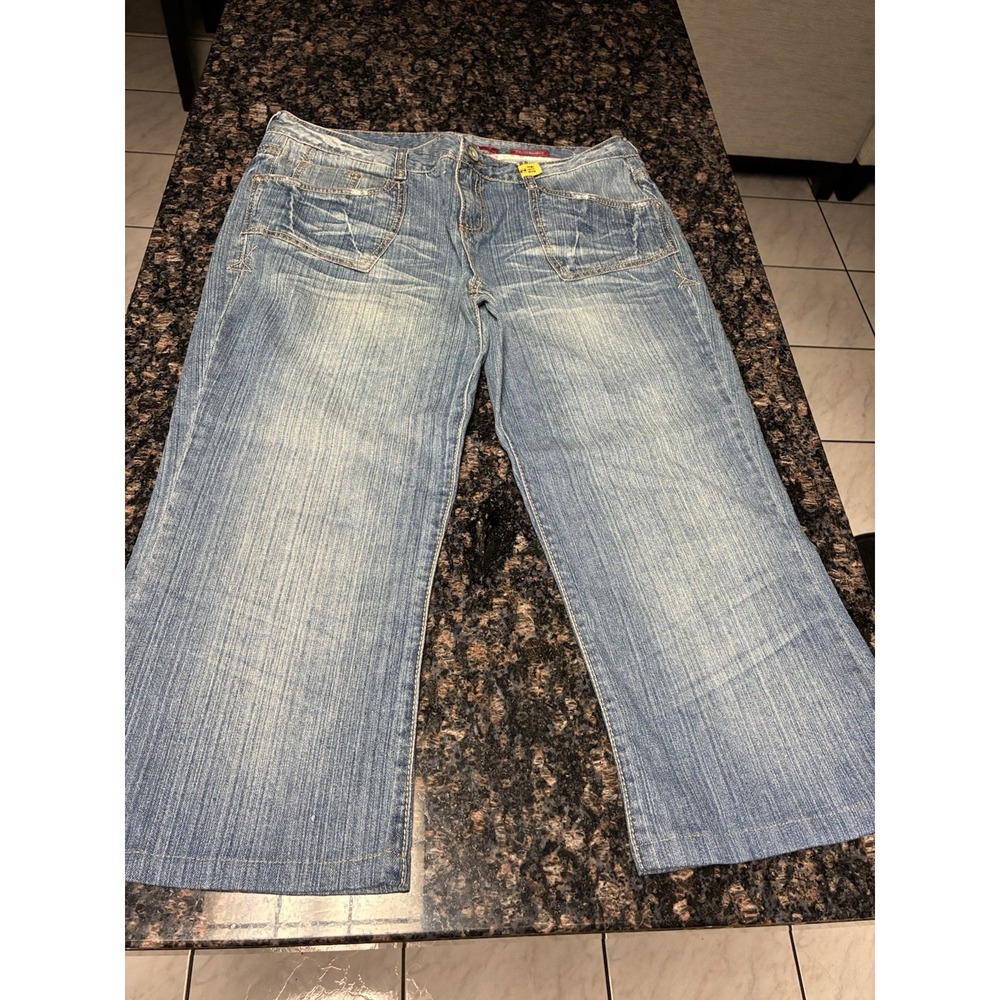 VTG Y2K Mudd Womens Blue Bootcut Flare Leg Medium Wash Denim Cropped Size 15